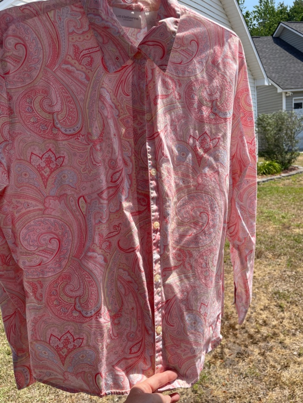 Liz Claiborne Pink Paisley Button-Down Shirt